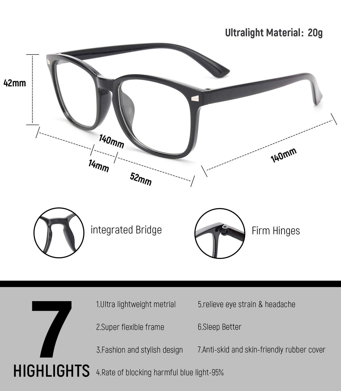 MIGSIR Blue Light Blocking Glasses for Computer Gaming, Fashion Fake Helps Reduce Screen Fatigue Eyeglasses for Women Men