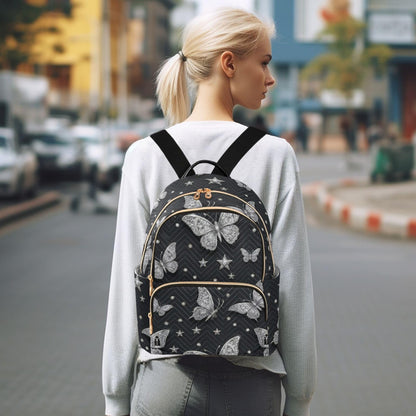 susiyo Butterfly Star Backpack for Women Silver Black 10L Bag Gothic Ladies Backpacks Travel Casual Daypack