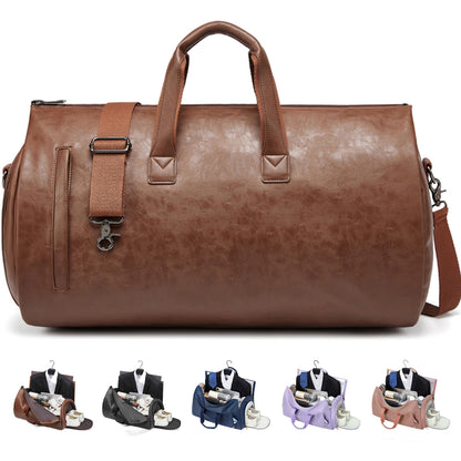 Wymulot Convertible Garment Bag, Carry on Garment Duffel Bag with Shoulder Strap, Men's Women's Travel Clothing Bag with Shoe Compartment, 2-in-1 Hanging Suitcase Suit Business Travel Bag (Brown)