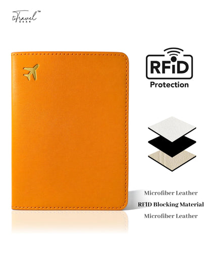 toTravelGear Passport Holder for Travel Essentials,RFID Blocking Passport Cover Case for Travel Accessories,Travel Wallet for Women Men (Orange)