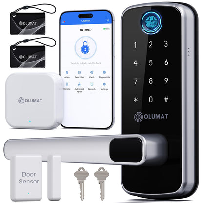 Olumat Smart Lock with Door Sensor - Fingerprint, Code, Keyless Entry - Easy Installation, 30-Day Satisfaction Guarantee