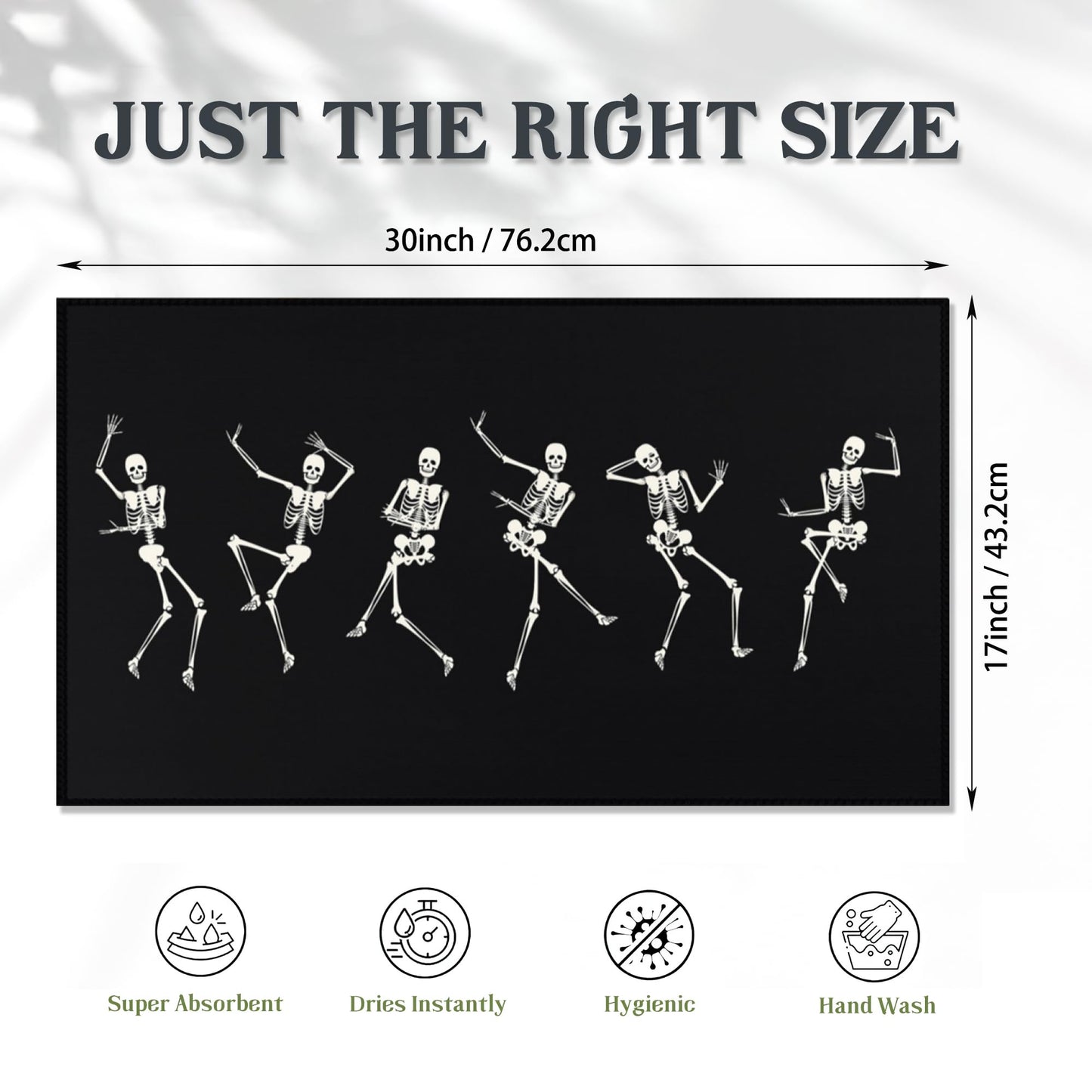 SPUNKER Door Mat,Halloween Skull Front Doormats 17''x30'',Funny Skeleton Indoor Outdoor Entrance Welcome Mat,Low-Profile Floor Rugs for Entry Patio