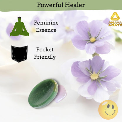 Anaya Agate Green Jade Worry Stone – Certified Crystal Thumb Stone for Anxiety & Stress Relief – Healing Crystal for Meditation, Reiki, Positive Energy & Christmas Gift for Men and Women