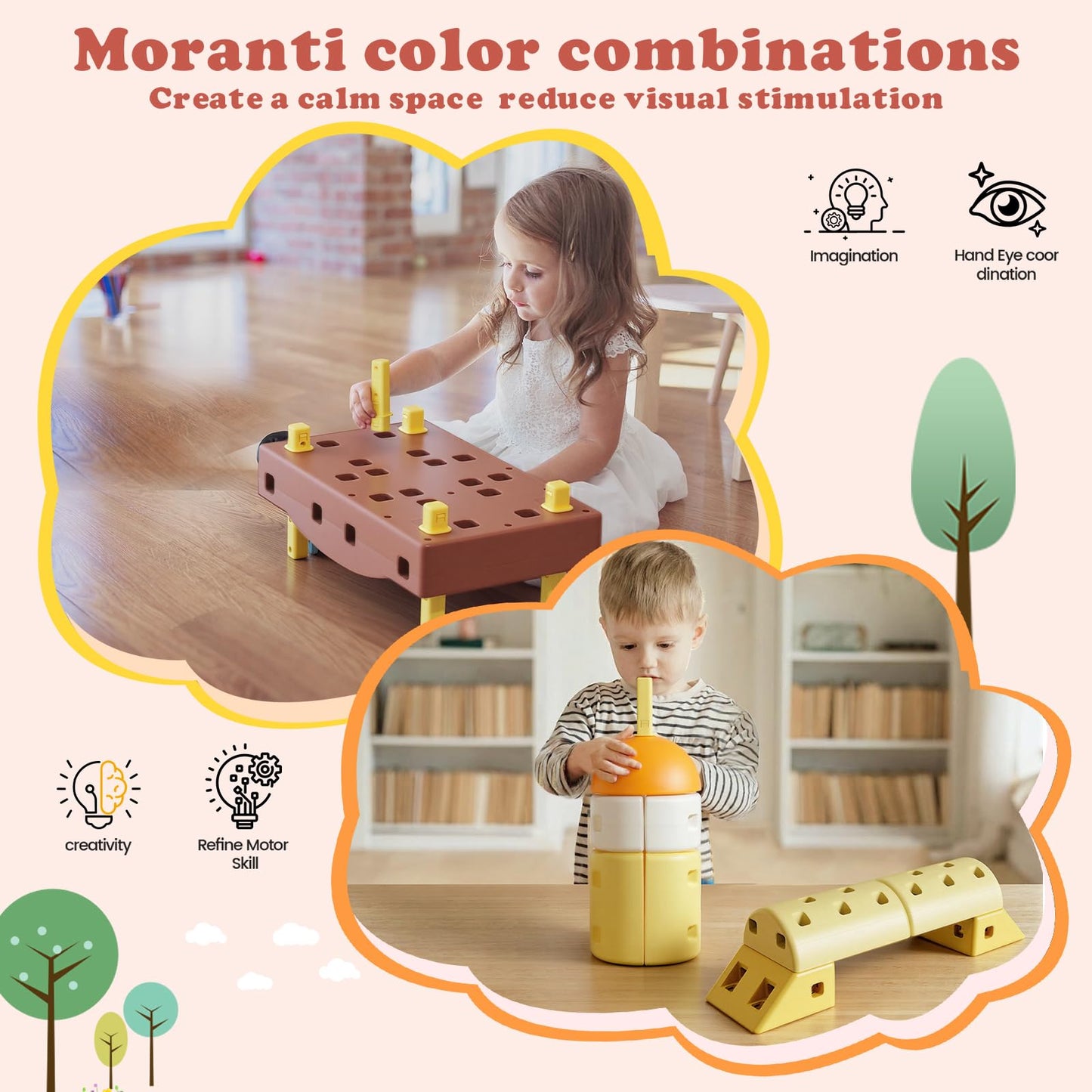 Tavlshero 41 PCS STEM DIY Building Blocks for Toddlers, Giant Educational Stacking Ride Toy, Montessori Jumbo Blocks to Improve Creativity for Age 3-8 Boys and Girls
