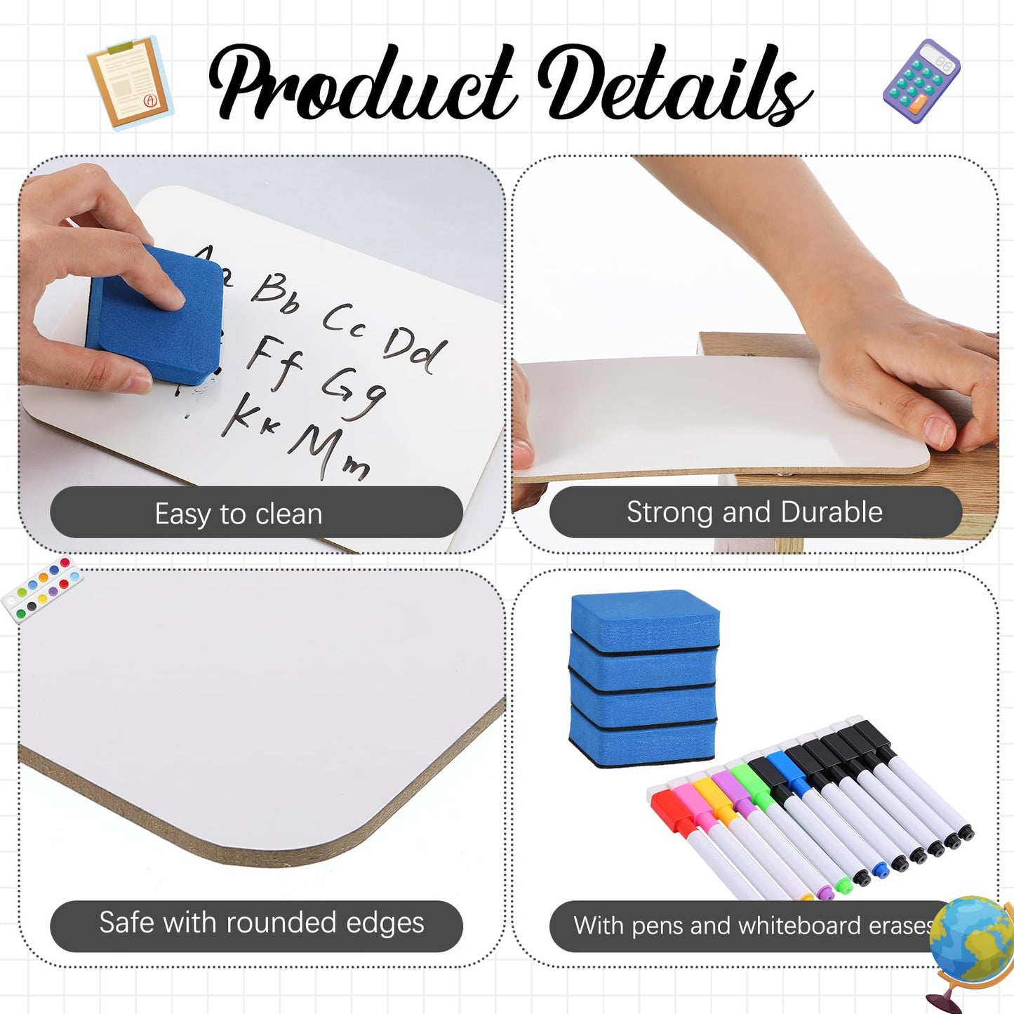 Affrolling 36 Sets Small Whiteboard Dry Erase Boards 5" x7'' Mini Double Sided Dry Erase Lap Boards with Markers Erasers Pen Holders Personal Whiteboards for Students Classroom Teacher