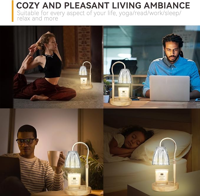 TOACSUCP Candle Warmer Lamp with 3 Bulbs, Adjustable Height Dimmable Candle Warmer with Timer, Compatible with Large Jar Candles, Candle Lamp with Charming Gift Box for Her/Him