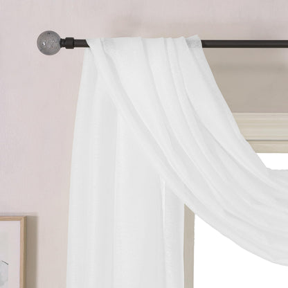 DONREN 144 Inches Long Window Scarf for Party - Luxury Soft Semi Sheer Scarf Valance for Wedding (1 Panel,White)