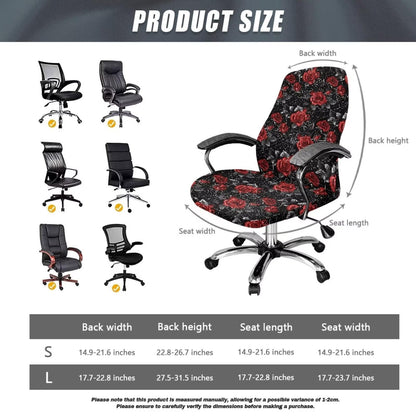 Talayituse Rose Spider Web Print Office Computer Chair Covers, Stretchable Rotating Chair Cover Halloween Decoration Removable Washable Rotating Chair Protective Slipcover, Large