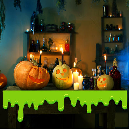 Panelee 4 Pack Halloween Green Slime Banner 51.2 x 13 Inch Halloween Themed Party Hanging Backdrop Decoration Slime Roof Fence Signs Decor for Indoor Outdoor Eaves Doorways Windows Balcony (Green)