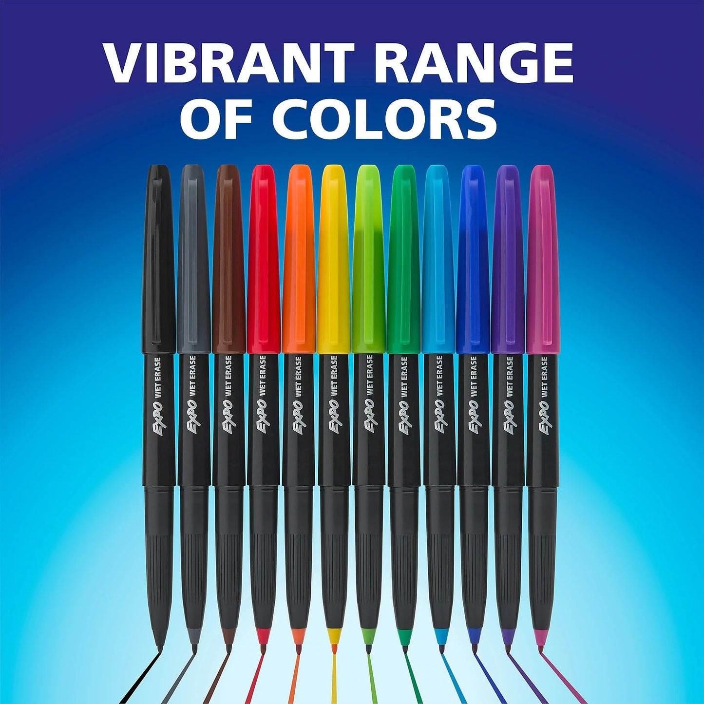 EXPO Vis-à-Vis Wet Erase Marker Set, 8 Colours, Fine Tip, 1 Count (Pack of 1)
