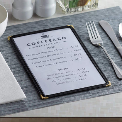 25 Pack of Menu Covers - Single Page, Fits 8.5 x 11 Inch Paper Menu Holder Double Stitched Restaurant Menu Covers-Gold
