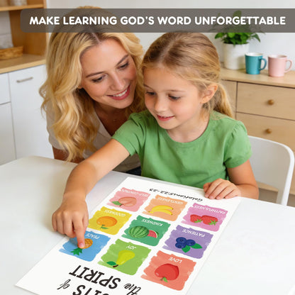 SEOIFUNG 12 PCS Kids Bible Education Posters Set (11x17") - Biblical Learning Charts for Sunday School Classroom Christian Religious Home Wall Decor, Books of the Bible, 10 Commandments & More