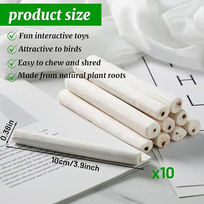10 Pieces Bird Parrot Chew Toy Sola Sticks, Natural Parrot Soft Chew Shredding & Foraging Toy, Bird Foot Toys for Cockatiel Conure Quaker Budgie Parakeet Bunny Guinea Pig Chinchilla Rabbit