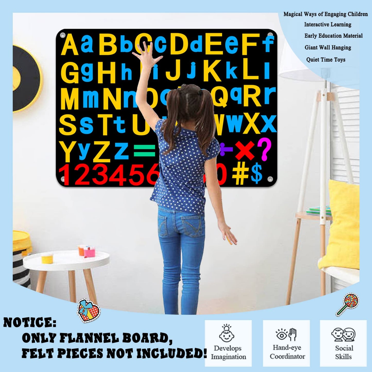 Craftstory 3.5 Feet Flannel-Board for Toddlers Preschool as Kids Felt Stories Activities Play Kits Wall-Hanging Birthday Gifts (Black)