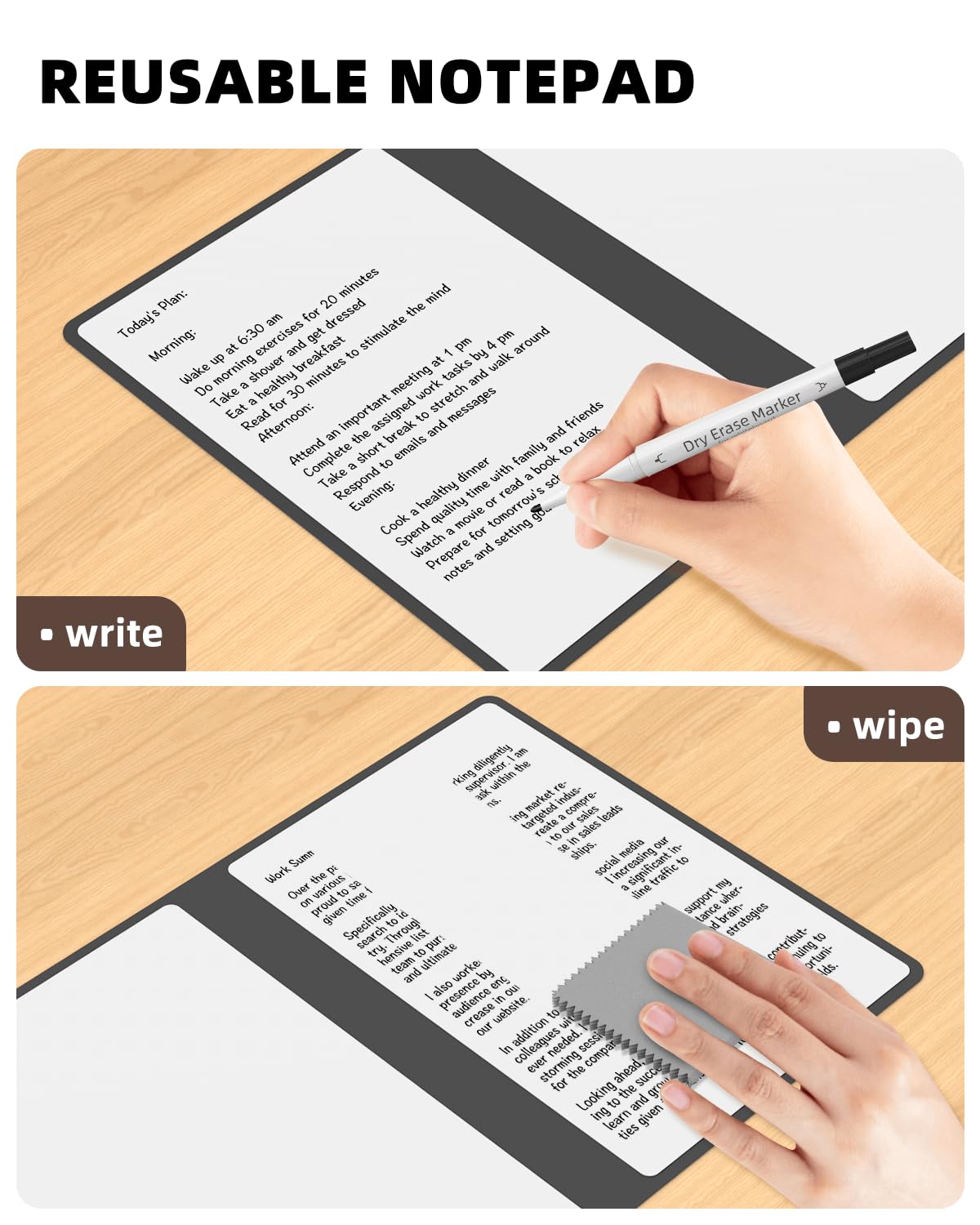 Mehaving Portable Small White Board Dry Erase Board, Reusable 9.5 * 6.6in Notebook Memo, Office Home Supplies Desk Accessories MH760 (Navy Blue)