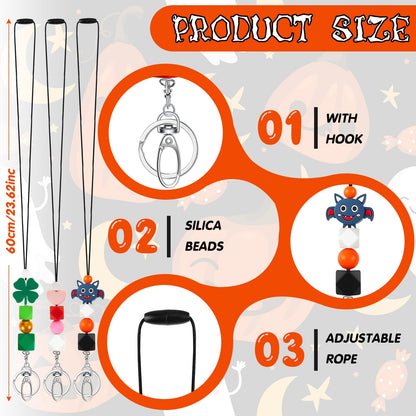 Engrowtic 6 Pcs Easter Lanyards for ID Badges 23.6 Inch Silicone Holiday Beaded Teacher Lanyards with Swivel Hook Chicks Keychain Holders for Women Nurses Office Gifts