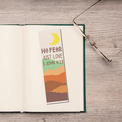 FREEBLOSS 11CT 6 Set Cross Stitch Bookmark Kit Landscape Stamped Embroidery Bookmark Kit with Instructions 6 Back Felt Bookmarks Making Set for Adults Book Lovers, 8"x2.4"