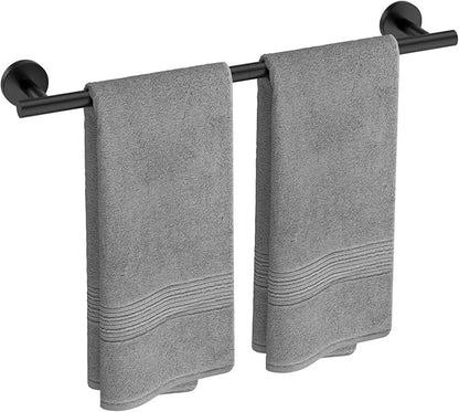 USHOWER Matte Black Towel Bar, 22-Inch Towel Rack for Bathroom Wall Mounted, Thicken SUS304 Stainless Steel Towel Rod Modern Home Decor (Total Length 24-Inch)