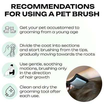 Natural Wooden Grooming Brush for Pets – Long Metal Pins Slicker for Dogs & Cats