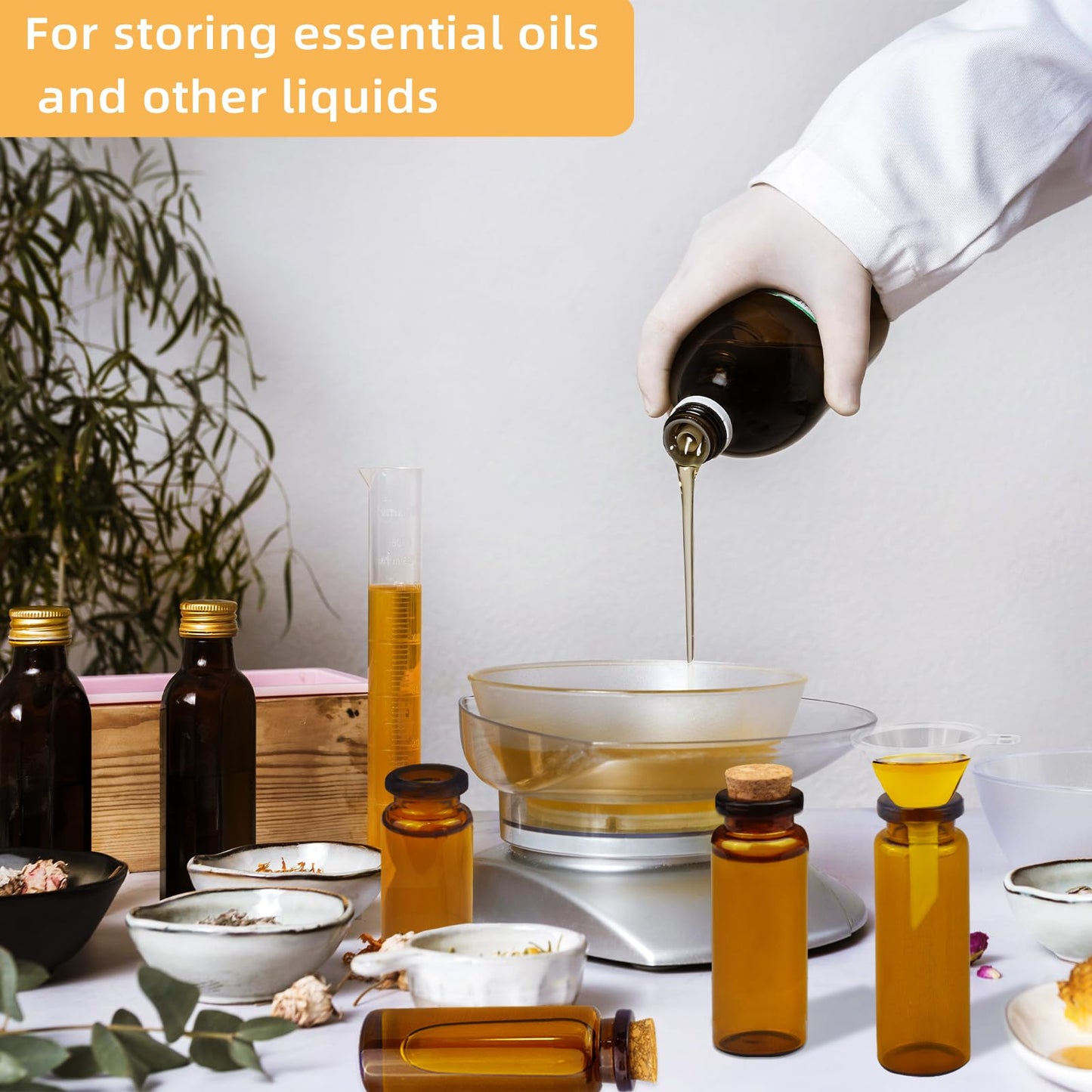 100 Pcs 15ml Small Brown Glass Bottles with Corks, Amber Vials for DIY Crafts, Wedding Decor, Halloween Potion Bottles, Perfume Samples & Message in a Bottle