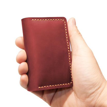 Turbosnail Leather Origami Wallet, Minimalist Pocket Wallet, Coin Purse And Card Case Wallet, Leather Business Card Holder, Credit Card Holder, Magnet Button Wallet (Red)