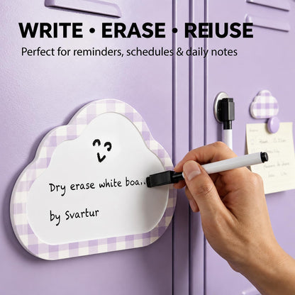 Svartur Magnetic Locker Accessories Set - Locker Mirror, Dry Erase Whiteboard, Magnetic Pen Holder & Cute Magnets, Aesthetic School Locker Decor for Girls, Locker Organizer Kit, Purple