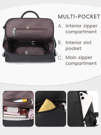 CLUCI Backpack Purse for Women Backpack Purse Black Leather Anti-theft Large Fashion Designer Travel Bag Ladies Shoulder Bags