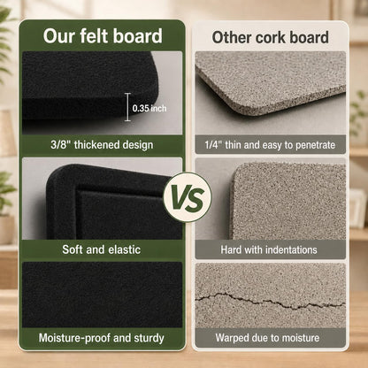 Felt Bulletin Board for Wall 24" x 18" Unfolded Size, Small Frameless Felt Pin Board, Soft Cork Board Alternative for Office, Home Planning, Notes, Photos & Wall Decor, Foldable Shipping, Easy Install