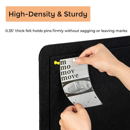 DexBoard Foldable 72x 48 inch Large Bulletin Board for Wall, Decorative Picture Display Felt Board with Self-Adhesive Tape for School, Home, Kitchen & Office Walls, Includes 30 Pins, Black