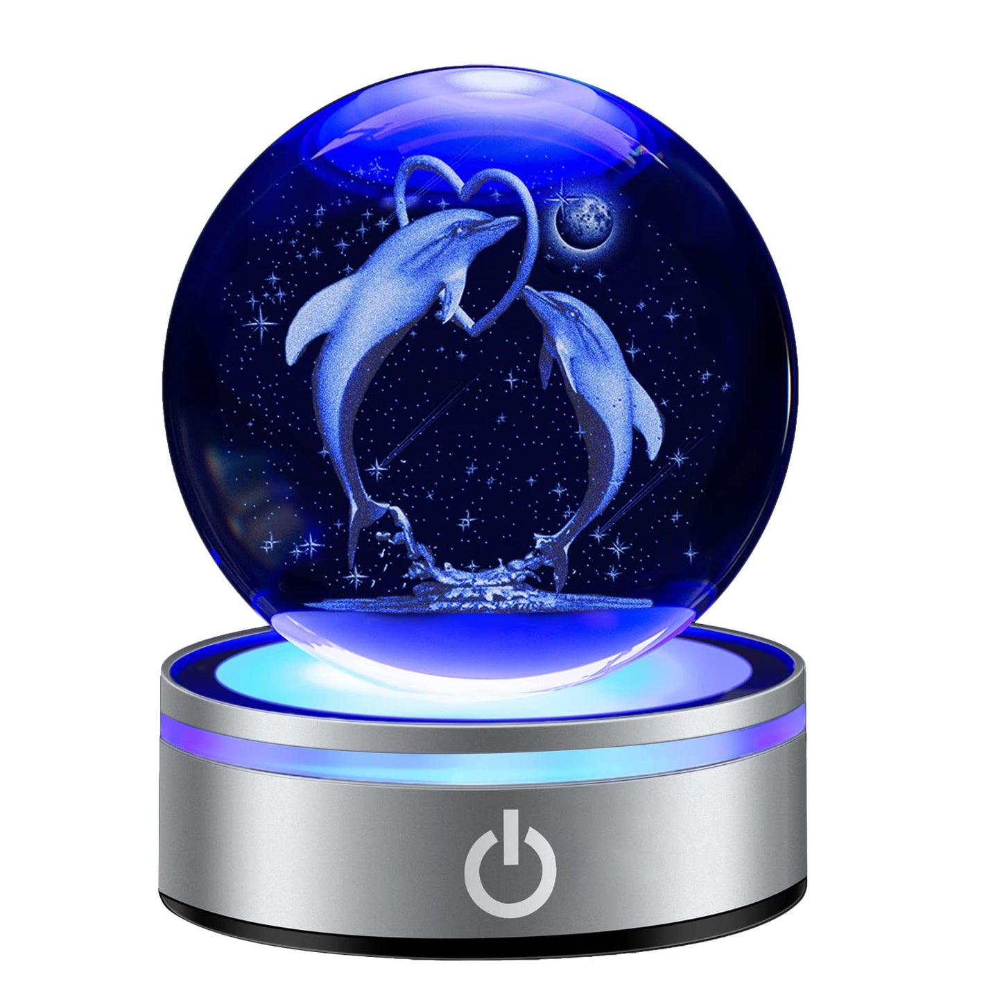 IFOLAINA 3D Dolphin Crystal Ball Night Lights Dolphin Lovers Gifts for Women Men Christmas Birthday Mothers Day Crystal Sphere Bedroom Decor