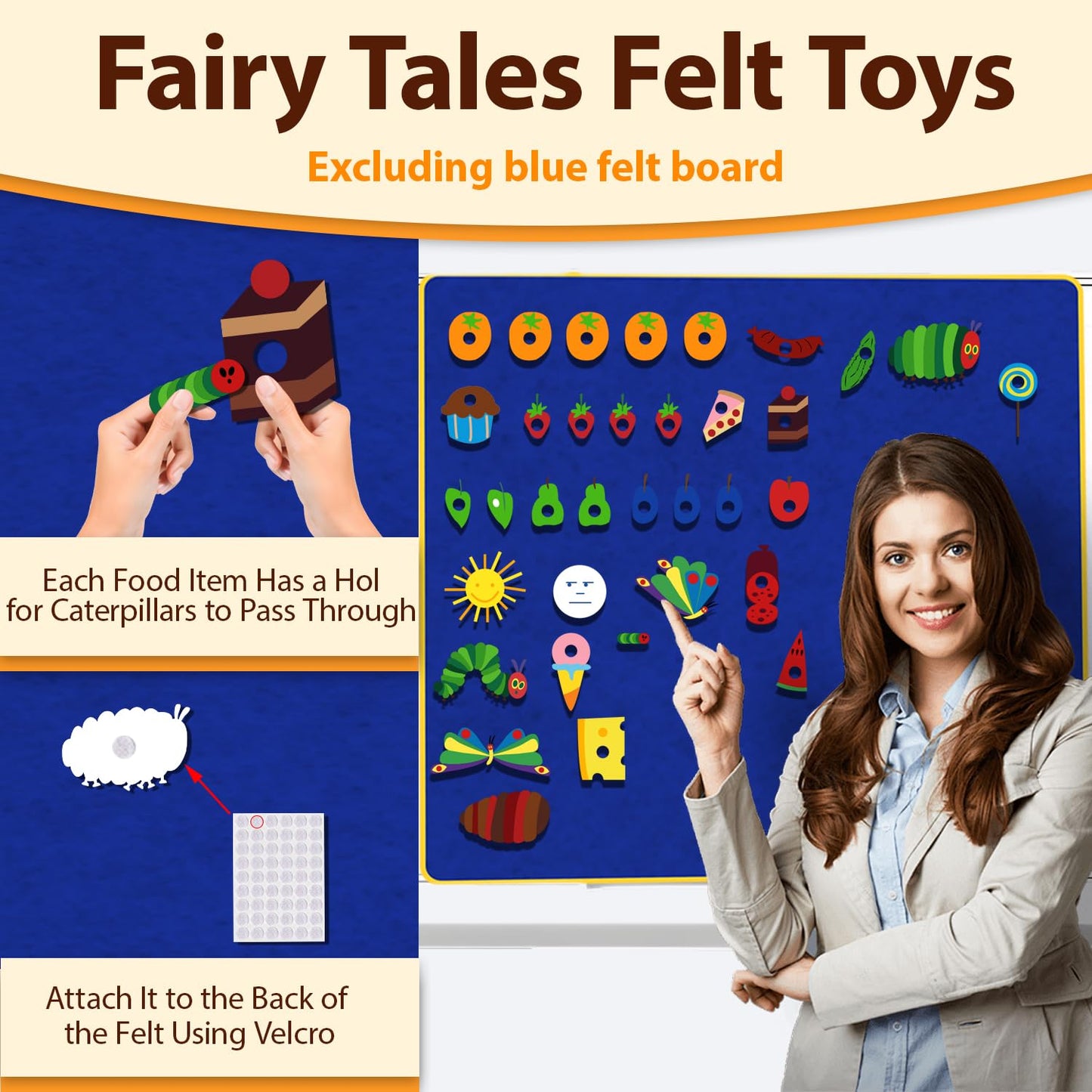 Ai fsem Very Hungry Caterpillar Felt Board Story Sets Preschool Learning Activities Toddler Storytelling Interactive Toys Flannel Board Felt Toys