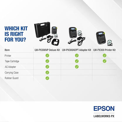 LABELWORKS Epson LW-PX300ADPT Industrial Label Maker for Office with Adapter – Sticker Labels, Magnetic Label Compatible, Only Uses 203 and 205 Shrink Tubes, Label Printer & Adapter