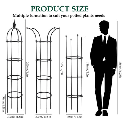 WellSign Obelisk Trellis for Climbing Plants Outdoor 6.6ft, Garden Tower Trellis for Potted Plants Indoor with Twist Tie, Clips and Butterflies Rustproof Coated Metal Support for Vines Rose 2Pack