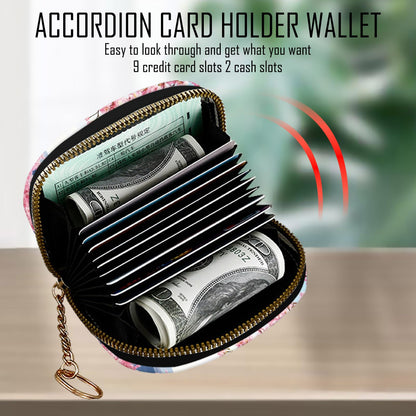 KJFHDJFDH Credit Card Holder RFID Wallet, Small Card Holder Wallet for Women with Keychain Zipper, Leather Print Credit Card Wallets Accordion Gift,Japanese Cherry Blossom