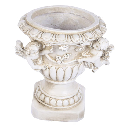 Yardenfun Outdoor Flowerpot European Style Beige Resin Crafts for Plants Decorative Outdoor Statue Pot Ideal for Yard and Garden Decor
