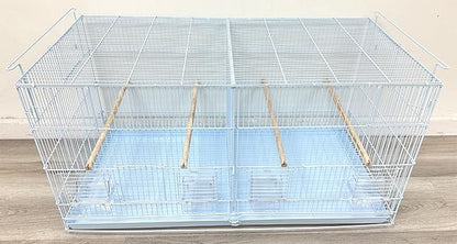 Extra Large 36" x 18" x 19"H Lot of Two Stackable Breeder Bird Flight Breeding Cage Side Breeding Nest Box Door with Center Divider