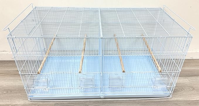LOT of Two Extra Large 36" x 18" x 19"H Stackable Breeder Bird Flight Cage Removable Center Divider and Breeding Nest Doors with Removable Rolling Stand
