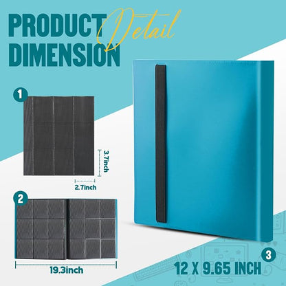 Card Binder 9-Pockets,Trading Card Binder,20 Pages, 360 Card Capacity Collection Binder, Card Folder for MTG, TCG, Game Cards & Sports Cards (Lake Blue)