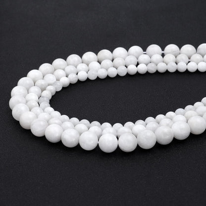 Youngbling Natural Gemstone Beads for Jewelry Making,8mm White Moonstone Polished Round Smooth Stone Beads for Bracelet Necklace 15 Inch