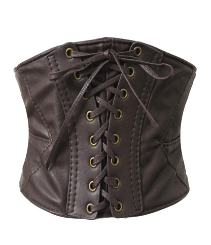 Alivila.Y Fashion Women's Faux Leather Underbust Waist Belt Corset A14-Dark Brown-M
