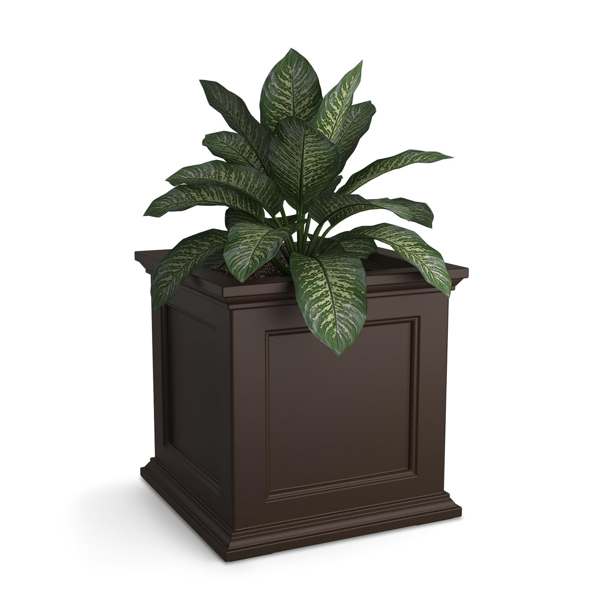 Mayne Fairfield 20-Inch Square Planter – Self-Watering, Weather-Resistant Planter for Flowers – Durable Outdoor Design for Patio, Porch, or Entryway, Espresso