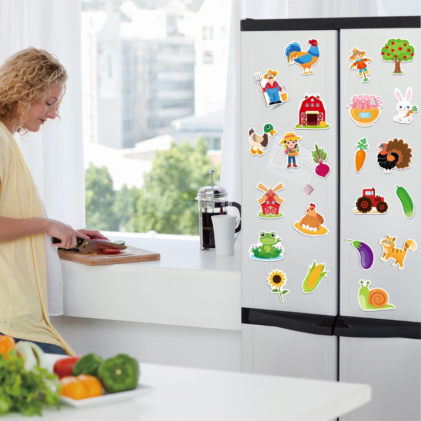 Fecheche Large Size Cute Fridge Magnets for Toddlers, Preschool Spelling Learning Education Refrigerador Magnetic Toy (Farm 48pcs)