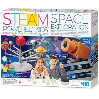4M - STEAM Space Exploration - Build & Paint Solar System Planetarium Model, Assemble Space Toys Projector with Slides, Includes Glow Stars & Poster - Educational Science Planet Toys Kit, Kids Ages 5+