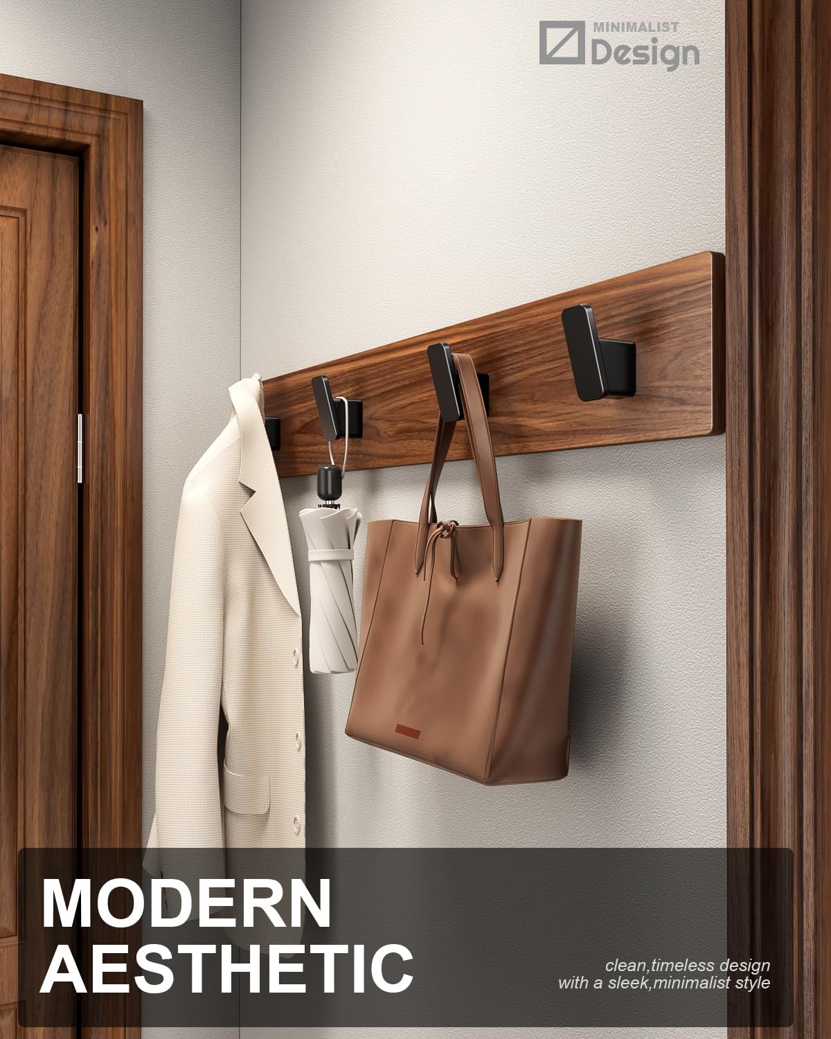 4-Pack Matte Black Towel Hook for Bathroom, Robe Coat Hook, Heavy Duty Wall Hooks for Hanging Bag Hat Mudroom Bedroom Shower Closet, Drill in Hanger Mount with Screw, Holder Back of Door Outdoor