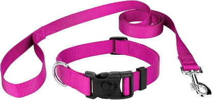Country Brook Petz - Everyday Nylon Dog Collar and Leash - 10+ Cool Colors (1 Inch, Extra Large, Fuchsia)