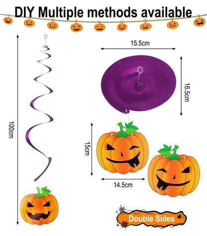 NGOKPYD 8PCS Halloween Party Decorations Halloween Ghost Pumpkin Banner Spiral Streamers, for Ceiling Doorway Wall Window Spooky Home Party Decor