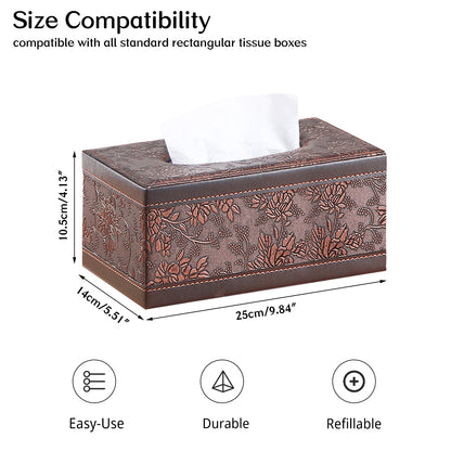 Leather Tissue Box Cover Rectangle,Tissues Box Holder Modern Rectangular Facial Paper Towels Organizer,Box Tissue Dispenser Decor Accessories for Bathroom NightStand Coffee Table Desk Home Office.