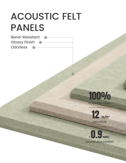 Large Felt Bulletin Board 48" x 36" Cork Board Alternative-12 Pack with 70 Safe Removable Adhesive Tabs, Felt Boards for Walls Bulletin Boards for Home Office Classroom Pin Board-Oatmeal & Sage