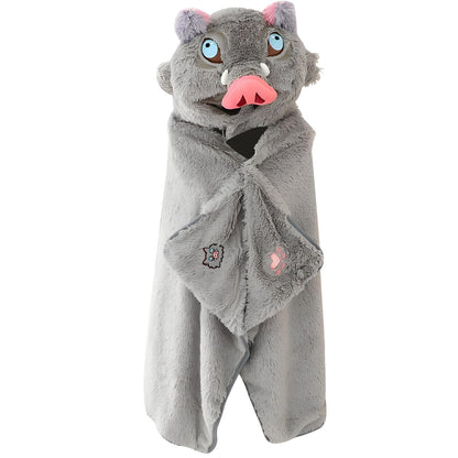Anime Wearable Blanket Cloak Hoodie Cosplay Costume Hooded Cloaks Cape Soft Shawl Wrap Nap 58.2 x 41.3 in (GreyHUI-A, One Size)