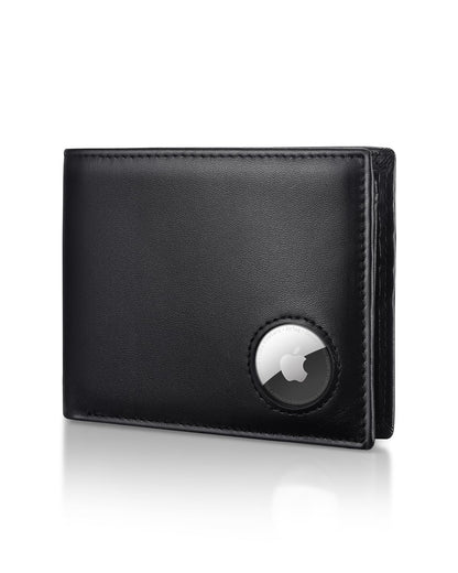Serovi Mens Wallet with AirTag holder,Genuine Leather Bifold Wallets for Men RFID Blocking With 2 ID Window and 12 Cards Holders Gift Box (Airtag Not included)